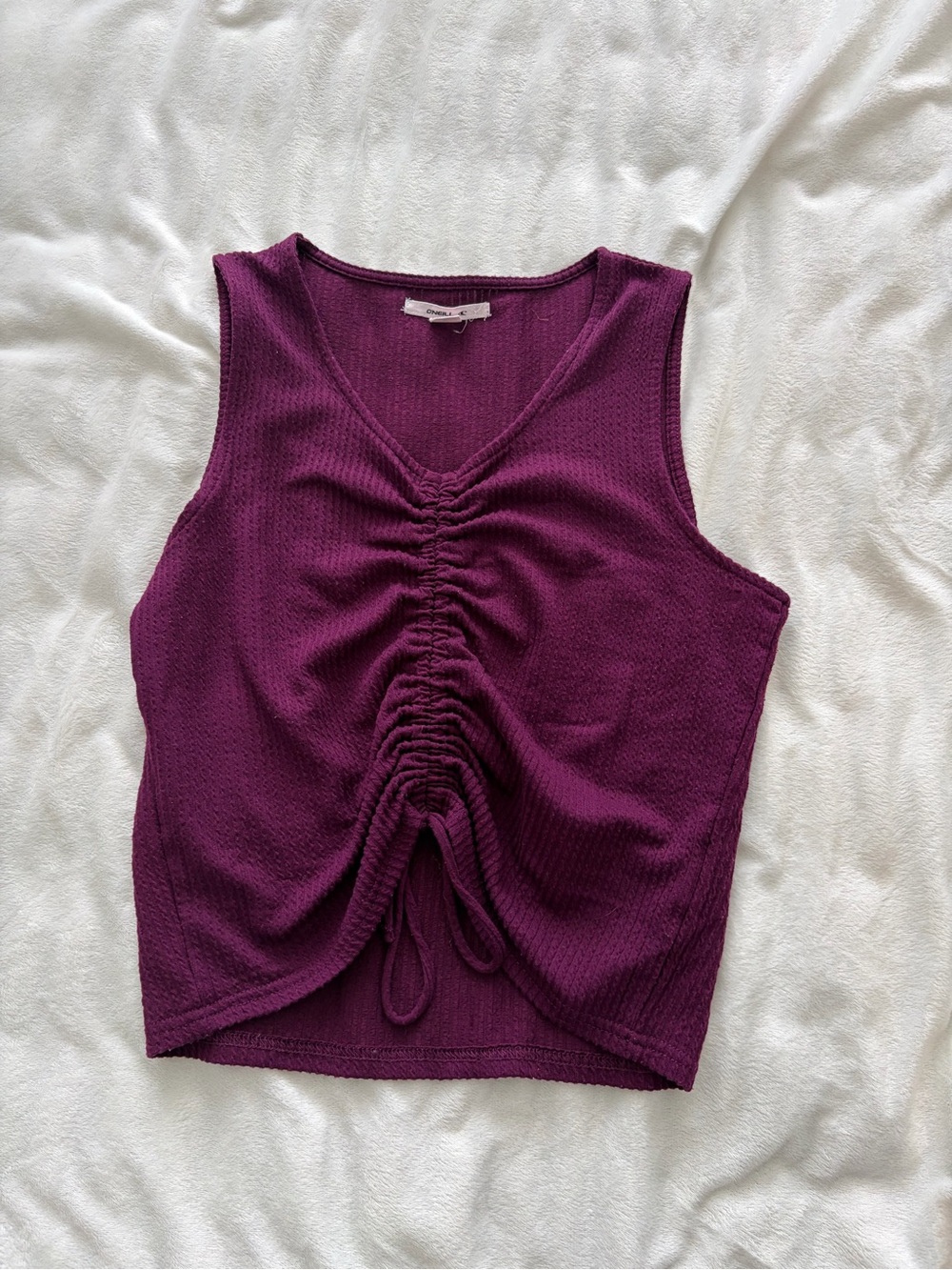 O’Neill Ruched V-Neck Sleeveless Top in Deep Plum